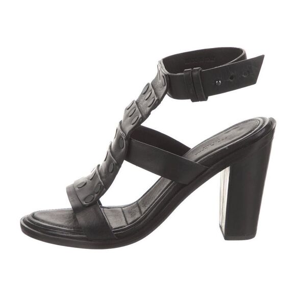 Rag & Bone Deane Leather T-Strap Sandals Stacked Heel - Picture 3 of 16